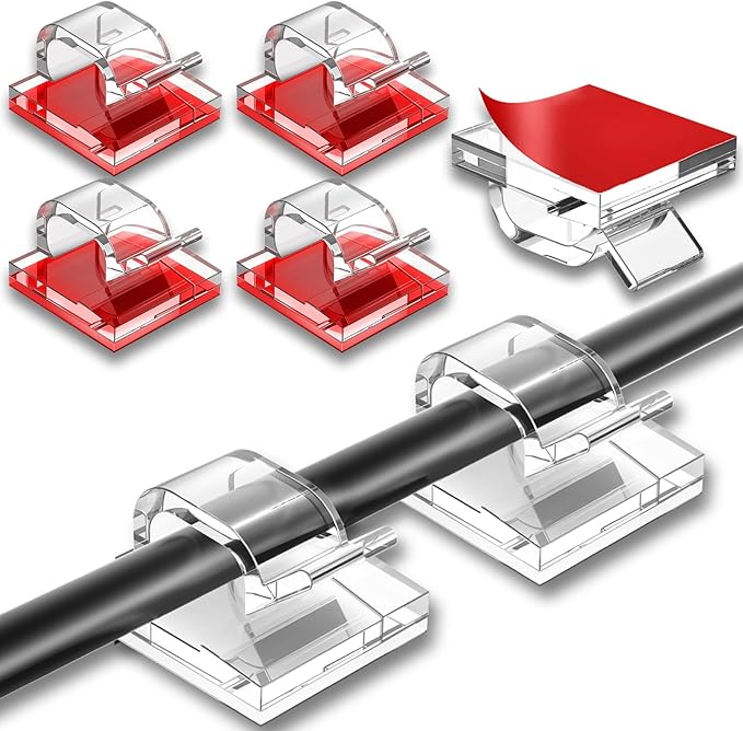 200 Pcs Cable Clips, Adhesive Cable Organizer Cord Holder Wire Clip Wire Management Self Adhesive Hooks Wire Holder for Office, Home(Transparent, 200PCS)