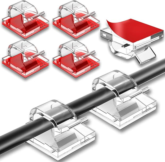 200 Pcs Cable Clips, Adhesive Cable Organizer Cord Holder Wire Clip Wire Management Self Adhesive Hooks Wire Holder for Office, Home(Transparent, 200PCS)