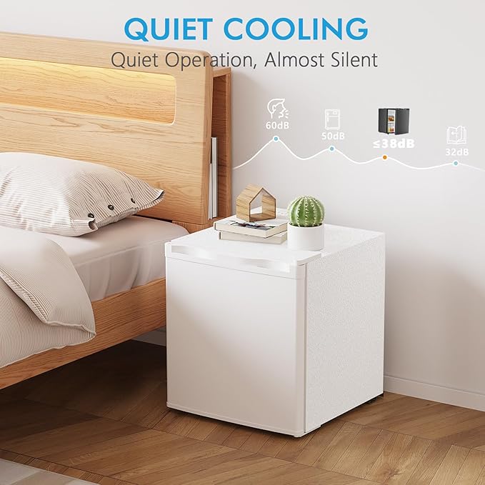 COWSAR 1.6 Cu.Ft Compact Fridge with Freezer, Small Refrigerator with 7 Temperature Settings, Energy-efficient Low Noise Fridge Suitable For Dorm, Office, Bar, RV, Bedroom, Commercial