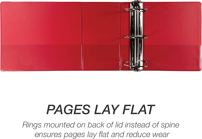 Samsill Durable 6 inch 3 Ring Binder, Made in USA, Locking D Ring FSC 100% Recycled Chipboard, Red, 6 Pack