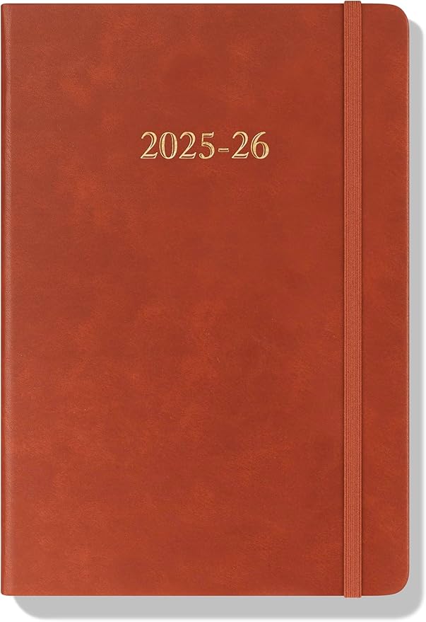 Wykeham's Executive 2025-26 Daily Journal Planner – Customization Available – Mid-Year Academic Diary (Brown, 8.5"×5.5")