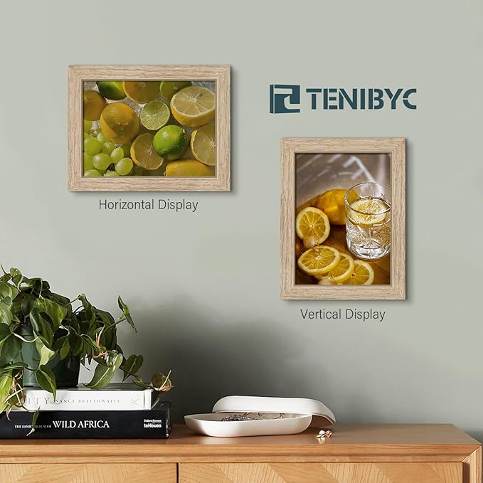 5x7 Oak Picture Frame with HD Glass - 3pk, Natural Wood Photo Frame, Table Top Display