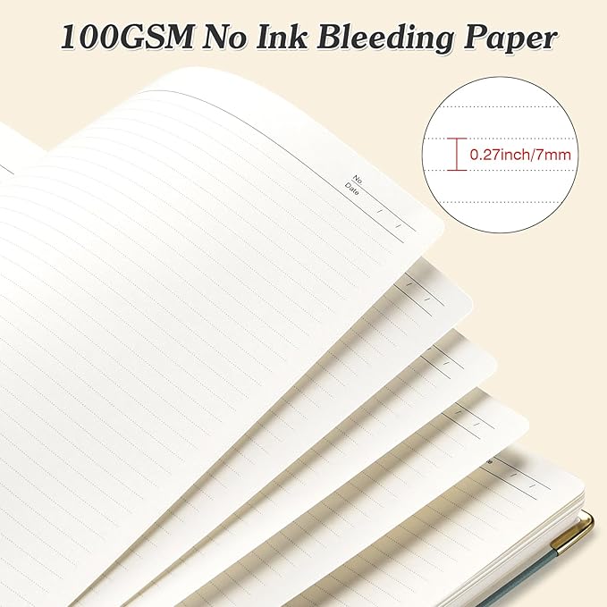 Spiral Notebook, 300 Numbered Pages Notebooks College Ruled with Contens, 100GSM Thick Journal for Women Men, Hardcover Leather Lined Journal for Writing, Large A5 Journaling Notebooks for Work School