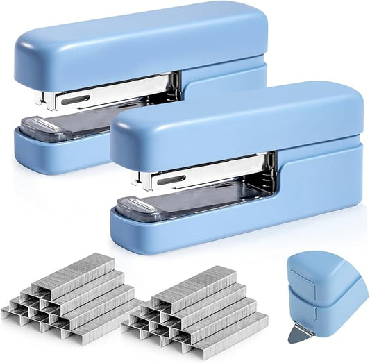 deli Stapler, Desktop Staplers with Integrated Staple Remover, 45 Sheet Capacity Office Stapler, 2 Pack, Blue