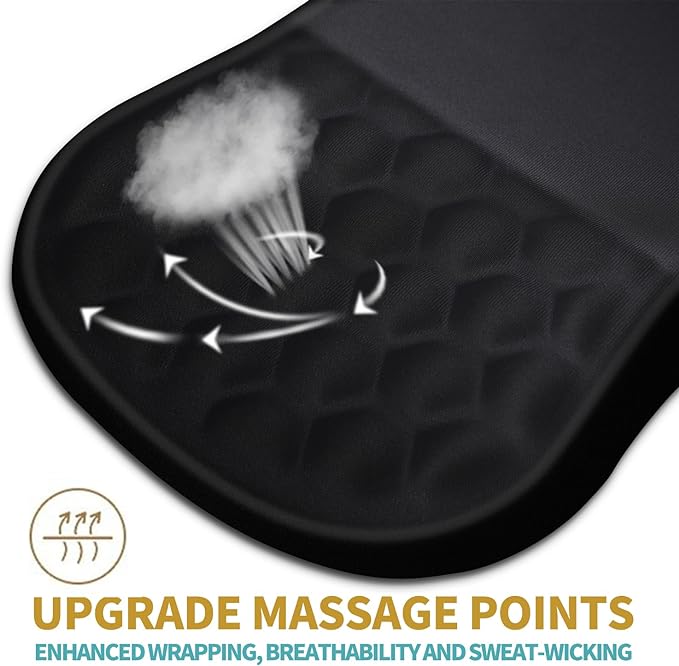 Hokafenle Ergonomic Mouse Pad Wrist Support with Massage Design, Wrist Rest Pain Relief Mousepad with Memory Foam&Non-Slip PU Base, Mouse Pads for Wireless Mouse & Desk (12x8 inch,Black)