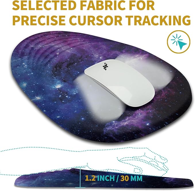 Hokafenle Ergonomic Mouse Pad Wrist Support with Stepped-Wedge Design, Wrist Rest Pain Relief Mousepad Filled with Memory Foam, Carpal Tunnel Mousepad for Wireless Mouse(12x8 inch, Galaxy)