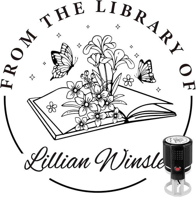 Custom Self-Inking Stamps | Personalized Book Stamp Gift for Book Lovers | 5 Ink Colors (Style13)
