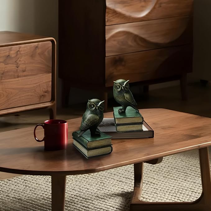 Dosker Book Ends for Shelves,Owl Decorative Bookends,Cute Animal Book Holders for Kids Rooms,Offices and Bedrooms(Retro Bronze)