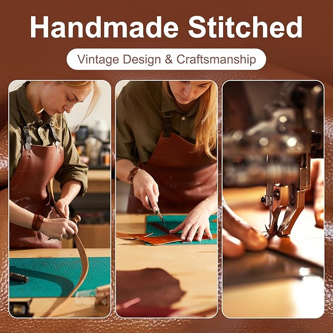 Leather Bookmark, 6 Pcs Classic Style Bookmark for Men, 0.05 Inches Thin Handmade Stitched Book Mark, Page Markers Reading Gifts for Book Lovers and School Students (Dark Retro)