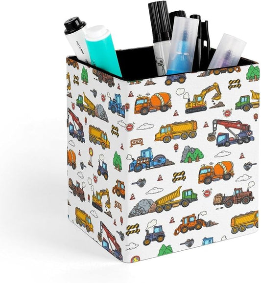 Square Pen Holder & Pencil Organizer for Desk - Office Storage Organizer, Markers/Makeup Brushes/Scissors Holder, Compact Desk Decor Accessories for Home Classroom School(Truck)