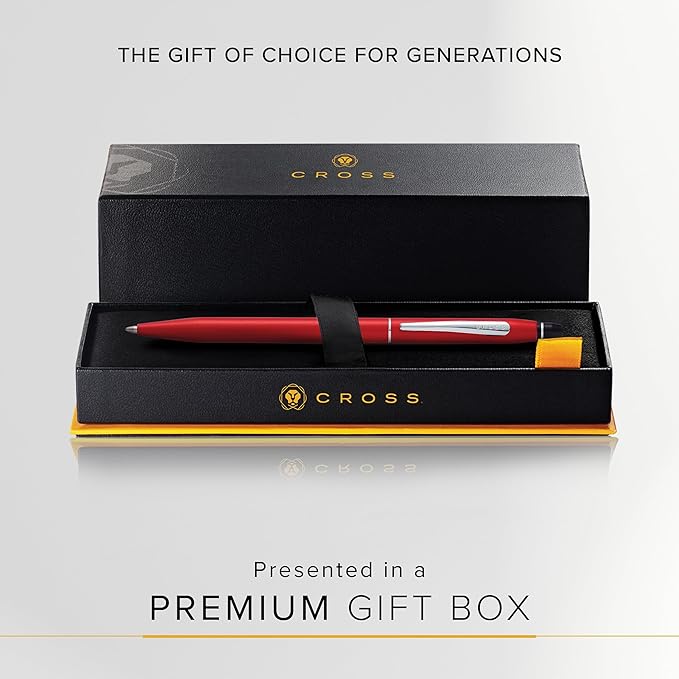 Cross Click Refillable Ballpoint Pen Presented in a Everyday Gift Box - Medium Point, Black Ink, Crimson