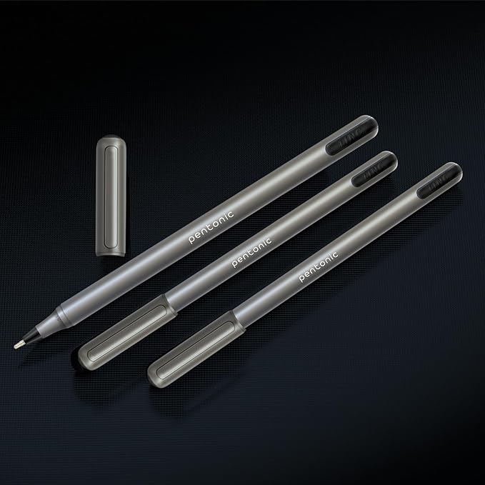 Pentonic Ballpoint Pens, 25 Count, Black Colored Ink, 1.0 mm Medium Point, Smooth Writing For Journaling & Note Taking (PEN12128)