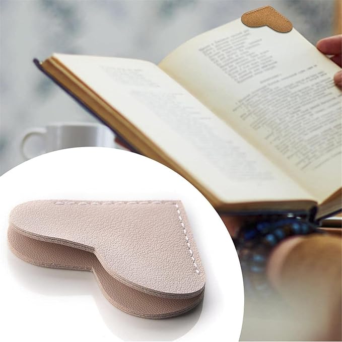 6Pcs Bookmarks for Women Book Marks for Reading Lovers, Cute Leather Heart Bookmarks for Friends Teachers Students Book Reading Lovers Present