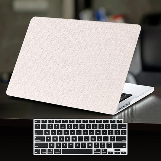 DTangLsm Compatible for MacBook Air 13.6 inch Case 2022-2024 2025 M4 A3240 M3 A3113 M2 A2681, Woven Fabric Textured Cream Leather Hard Shell Case&Keyboard Cover for MacBook Air M4 13 inch, Beige Woven