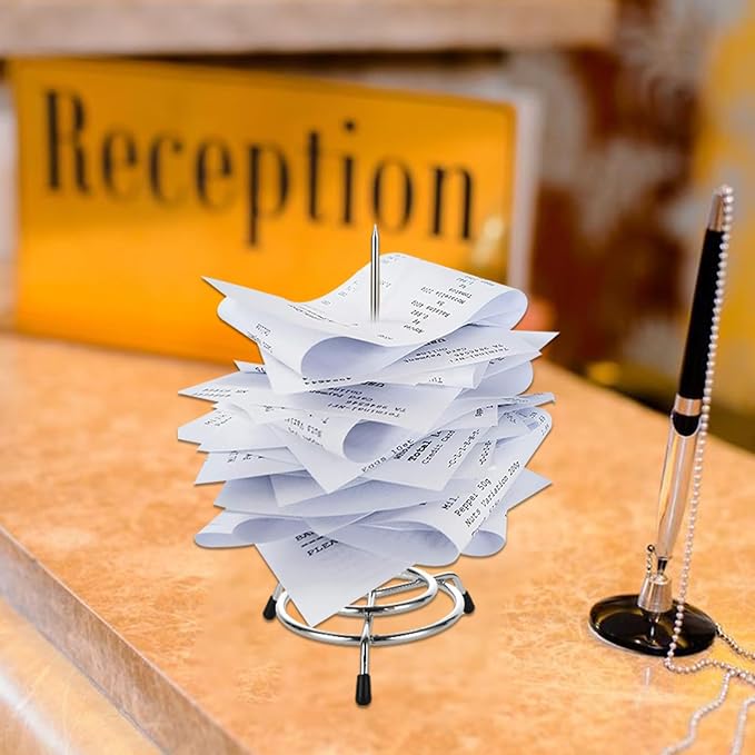 10PCS Receipt Holder Spike, 3.3x6.3 Inch Receipt Spike Ticket Stabber for Restaurant Office Home, Stainless Steel Bill Fork for Memo Food Order Paper Stand Supplies