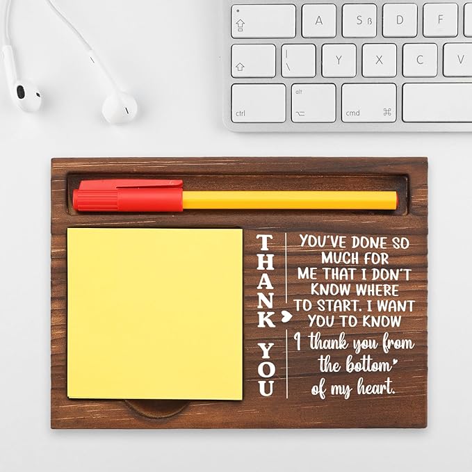 Thank You Desk Organizer Motivational Appreciation Gift for Teachers Nurses Healthcare Workers,Perfect for Retirement New Job Birthday Farewell,Office Stuff Sticky Note Pad Holder Dispenser TBC170