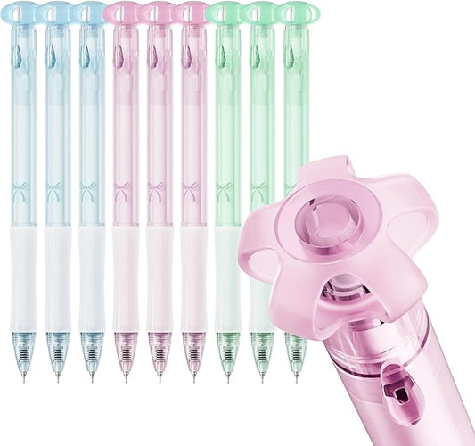 9 Pcs Gel Pens Black Ink, 0.7mm Fine Point, Smooth Writing Cute Blooming Flower Aesthetic Pens, Quick Dry Soft Touch Retractable Pens for Journaling, School Office Supplies Gifts for Women