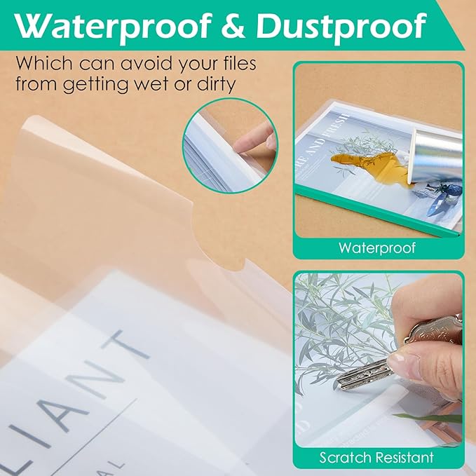 Thenshop 100 Pcs Clear Report Covers with Sliding Bars Sliding Bar File Folder Binder Plastic Report Folder for File Paper Book Resume Letter Office, 30 Sheet Capacity(Green)