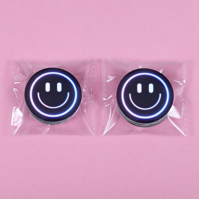 100PCS Smiling Neon Stickers, Cute Water Bottle Stickers for Kids, for Teaching Rewards, Notebooks, Stationery, Luggage, Cartoon PVC Happy Sticker