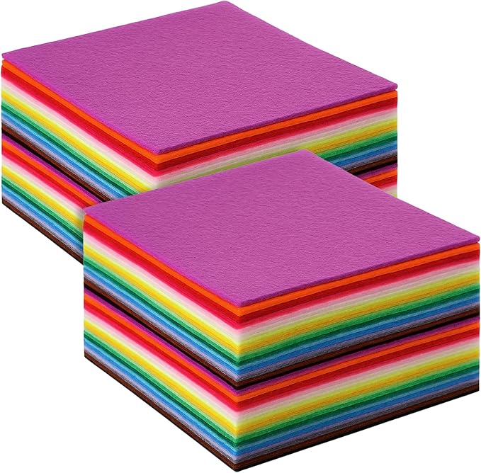 480 Pcs Felt Sheets Bulk, 4 x 4 Inch Square Soft Felt Fabric 1mm Thick Non-Woven Fabric for DIY Crafts, Sewing, Patchwork, Home Decoration, School DIY Projects (20 Colors)