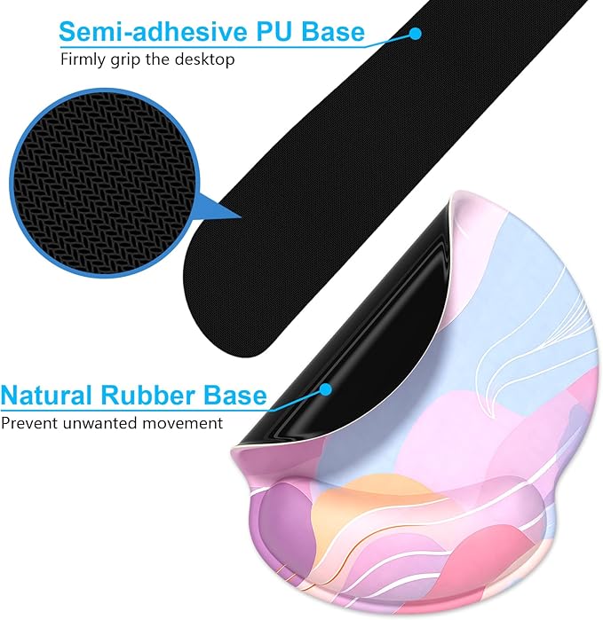 Dapesuom Keyboard Wrist Rest and Mouse Pad with Wrist Support, Cute Memory Foam Cushion for Keyboard and Mouse Set, Ergonomic Pad Rests with Non Slip Base for Easy Typing & Pain Relief, Colorful Art