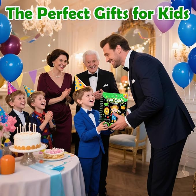 FUNNYB&G Foil Art Craft for Kids - Christmas Crafts Gift Party Favors Stocking Stuffers for Kids Fun Art Supplies Creative Birthday Gift Travel Toys for Girls Boys 4 5 6 7 8 9 Years Old (Farm)