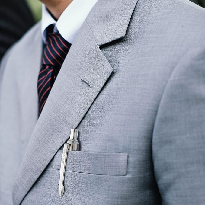 LINFANC 8 Pack Ballpoint Pens, Premium Retractable Metal Ballpoint Pen, Medium Point 1.0mm Black Ink Pen for Home School Work Office Supplies, Stainless Steel Trim, Extra 8 Refills