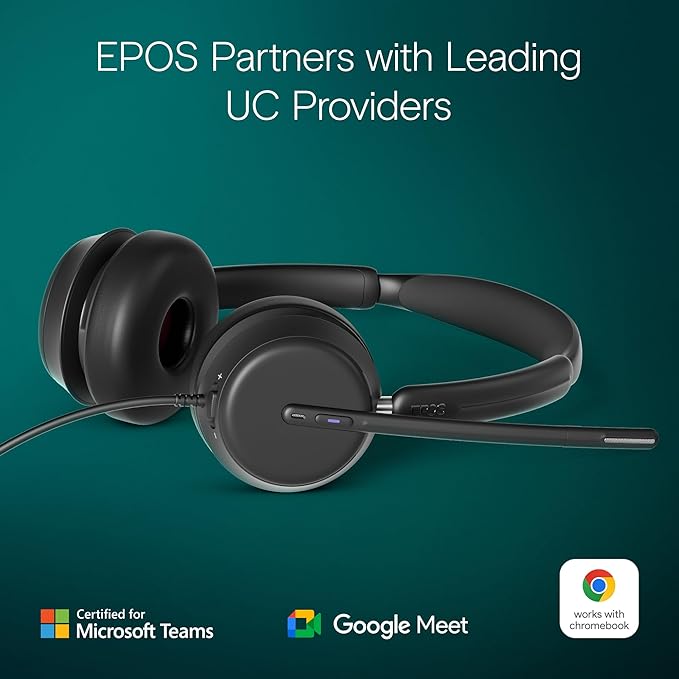 EPOS Impact 860T Double-Sided Wired USB C and USB A Headset with Noise-Canceling Mic, Microsoft Teams Certified, Super Wideband Audio, Comfortable Fit, Ideal for Business & Home Office Professionals