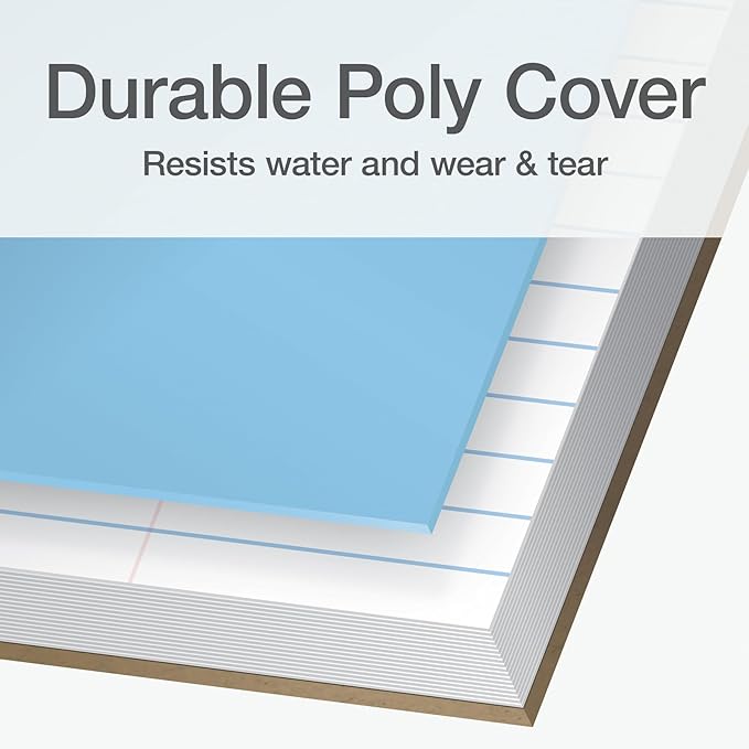 Oxford 1 Subject Spiral Notebook, Notebooks for School, Plastic Covers, School Supplies, College Ruled, 100 Sheets, 5 Pack, Assorted Pastel Colors: Blue, Green, Yellow, Pink and Purple (1009291)