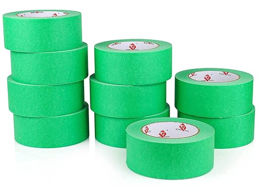 BOMEI PACK 10 Rolls Painters Tape 2 inch Wide, Painter's Tape Green Masking Tape 2 inch x 55 Yards for Walls Painting, Home Improvement and School Projects, Total 550 Yards