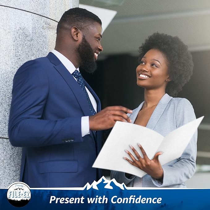 FILE-EZ Two-Pocket Folders, White, 125-Pack, Textured Paper, Letter Size (EZ-32410)