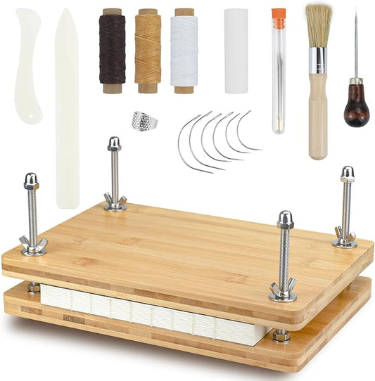Eohcofys Book Binding Kits, Book Press Binding Materials Tools Bookbinding Kit for Beginners 11.6 x 7.9 Inch