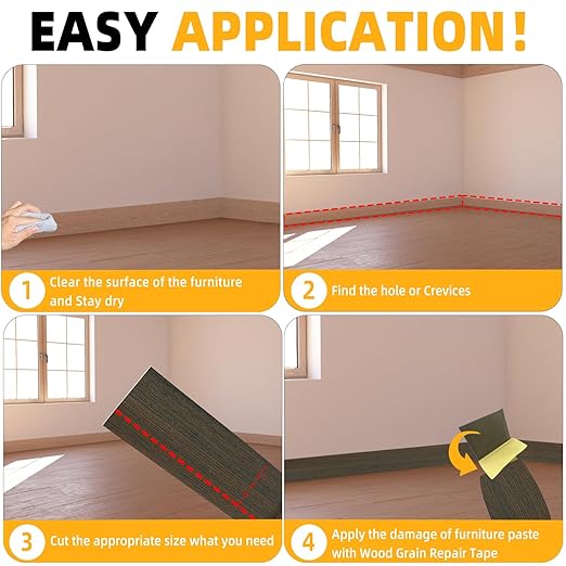 GSCIT Club Wood Grain Repair Tape, 2.4 inch X 50ft Self Adhesive Brown Walnut Grain Repair Patch for Tables, Chairs, Baseboards, Doors, Windows, Floors, Handicraft DIY.