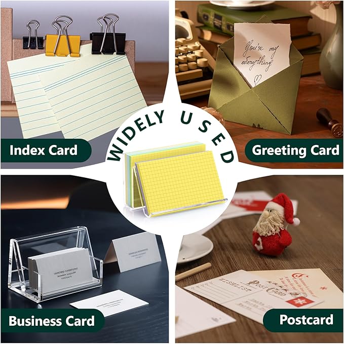 2 Pack Index Card Display Stand 4x6 Index Card Storage Box Flash Card Holder Acrylic Postcard Display Rack Notecard Organizer Business Card Stand for Desk Home Office(Transparent No Card)