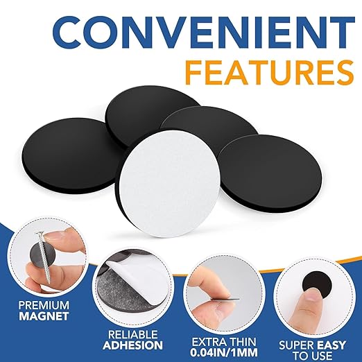 DIYMAG Magnetic Dot with Self Adhesive, 60Pcs 0.8 x 0.04inch Round Magnets Magnetic Tape Flexible Magnet Sheets with Adhesive for Crafts, Photos and Die Storage Easy Peel and Stick