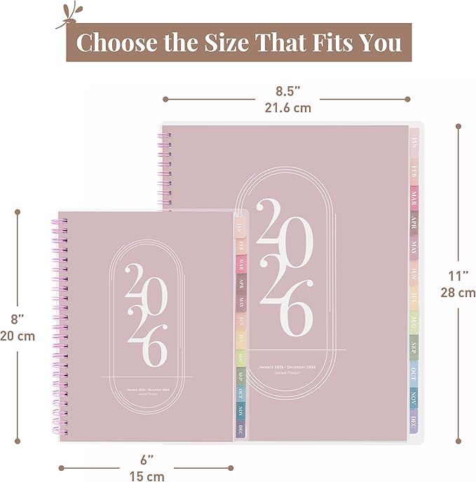 Rileys 2026 Planner, Agenda Planner With Weekly And Monthly View, Daily Agenda Book And Yearly Planners Calendar Book, Spiral Bound With Tabs, Notes, Goals And Holidays (Pink, 8.5 x 11 in)