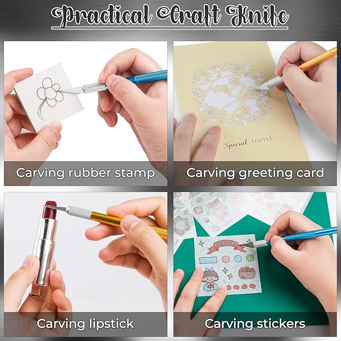 DIYSELF Exacto Knife, 2 Exacto Knives with 40 Spare Exacto Blades, Craft Knife, Hobby Knife, Precision Exacto Knife Set for Crafts, Arts, Modeling, Scrapbooking (#11#16#17)