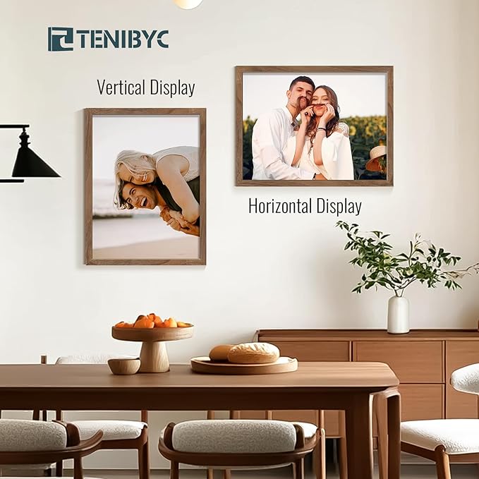 18x24 Frame Walnut 4 Pack, Brown Wood 18 x 24 Poster Frame, Display Pictures, Posters, Puzzles, Horizontal or Vertical Wall Hanging