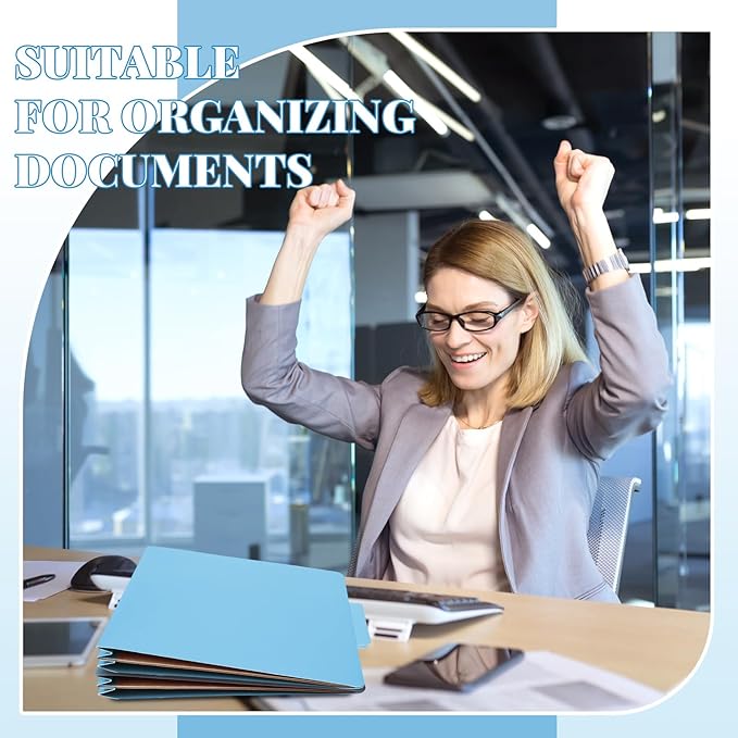 Skyygemm 12 Pack Classification File Folders Bulk with Divider and 2" Expansion, Pressboard Folder with 2 Prong Fasteners for Employee Records Medical Charts Office Document Organization(Blue)