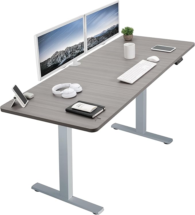 VIVO Electric 71 x 30 in Standing Desk, Memory Height Adjustment, 1B Series, Dark Gray Top Gray Frame, DESK-KIT-1G7G