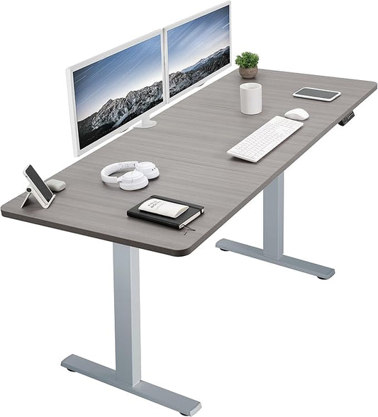 VIVO Electric 71 x 30 in Standing Desk, Memory Height Adjustment, 1B Series, Dark Gray Top Gray Frame, DESK-KIT-1G7G