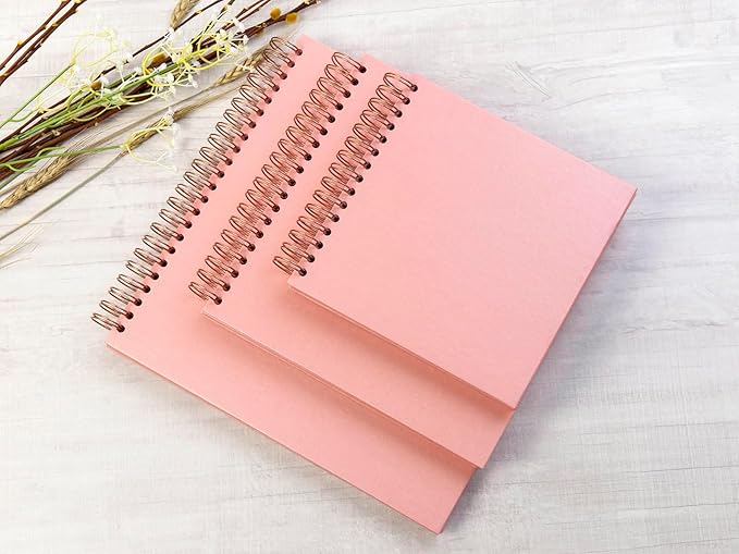 potricher 8 x 8 Inch DIY Scrapbook Photo Album 80 Pages Thick Kraft Blank Pink Paper Memory Book for Wedding and Anniversary Family (Pink, 8 Inch)