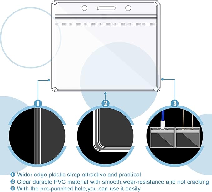 Zonon 150 Pcs Name Badge Holders Clear Plastic ID Card Name Tag Holders Badge Sleeves Horizontal Waterproof Transparent PVC Sleeve Cover Pouch for Office School Travel(4.13 x 3.54 Inch)