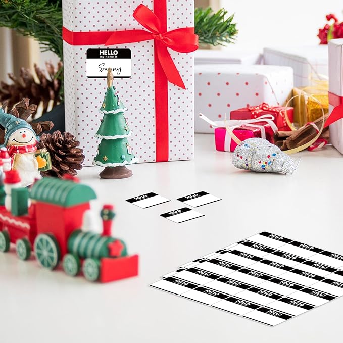 Zacool 480 Pcs Black Name Tag Stickers (3 "x 2") Identification Badges,Peel and Stickers "Hello My Name is" Name Tags Stickers Newborn Baby Name Sticker for Themed Party Family Home School Office