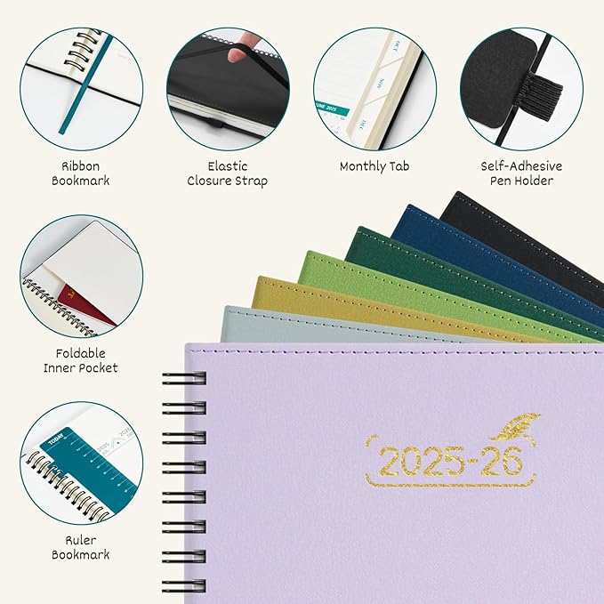 BEZEND 2026 Planner Weekly and Monthly (8.5" x 11"), Large 2-Column Calendar Book (Jul 25-Dec 26), Dual Schedule for Daily Appointment, Easy Track Tabs, Spiral, PU Leather Softcover, Black