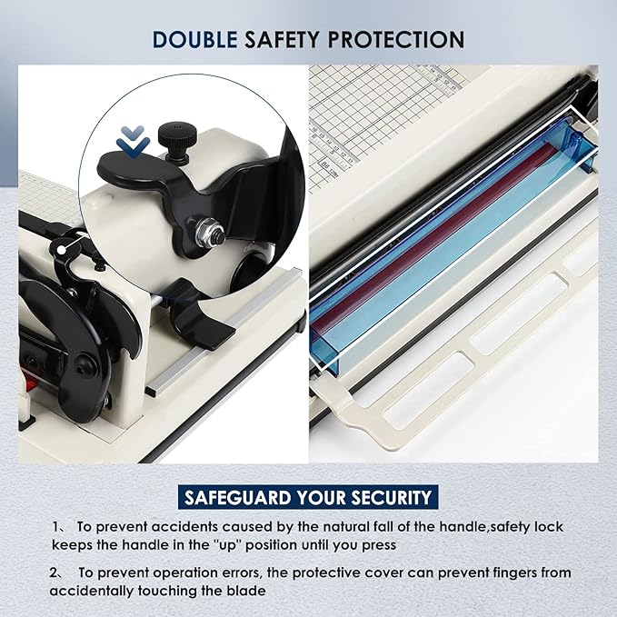 FAHKNS 17" Heavy Duty Guillotine Trimmer Paper Cutter,Cortadora de Papel 500 Sheets Paper Trimmer with Double Safety Protection Durable HSS Blade for Cutting Paper
