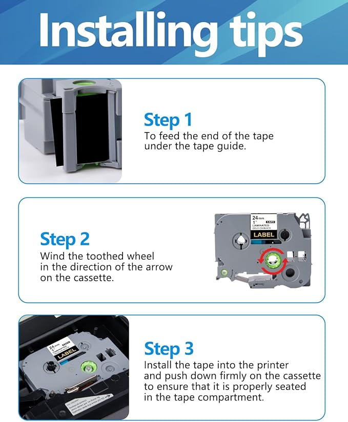 Weemay 3 Pack TZe354 24mm Gold on Black Laminated Label Tape Compatible with Brother Label Maker Tape TZe-354 TZe 354 TZ-354 TZ354 for PTouch PT-E500 PT-D600 PT-P750W PT-P900W Printer, 1 in x 26.2 ft