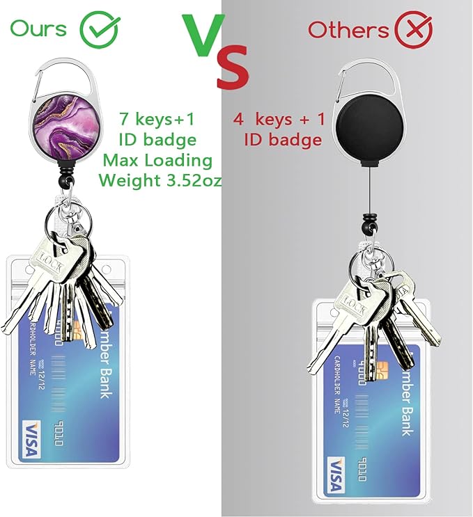 Purple Marble ID Badge Holder with Breakaway Lanyard, Fashionable Lanyards for ID Badges Women, Cute Badge Reel Retractable, ID Card Holder Keychain Name Badge Clip, Nurse Teacher Gifts