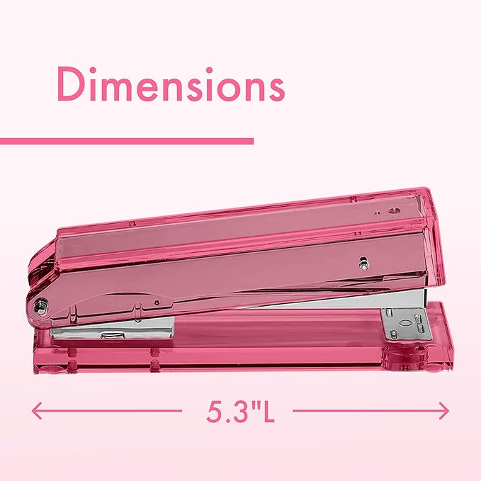 OfficeGoods Acrylic Stapler – Aesthetic & Durable Pink Desk Staple for Modern Office – Stylish & Compact Office Supplies for Women & Men