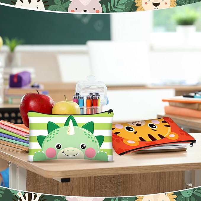 36 Pcs Cartoon Animal Pencil Case Bulk Cute Cartoon Pencil Pouch Multicolor Canvas Pen Bag Organizer with Zipper Stationery Back to School Supplies(Lovely)